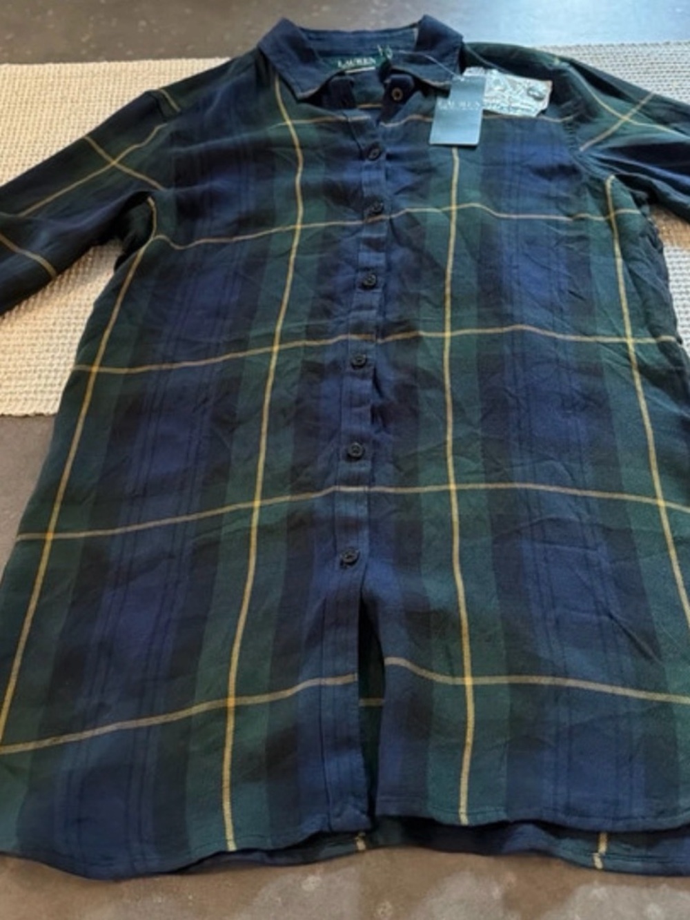 Lauren Ralph Lauren Navy and Green Plaid Button-Down Shirt
